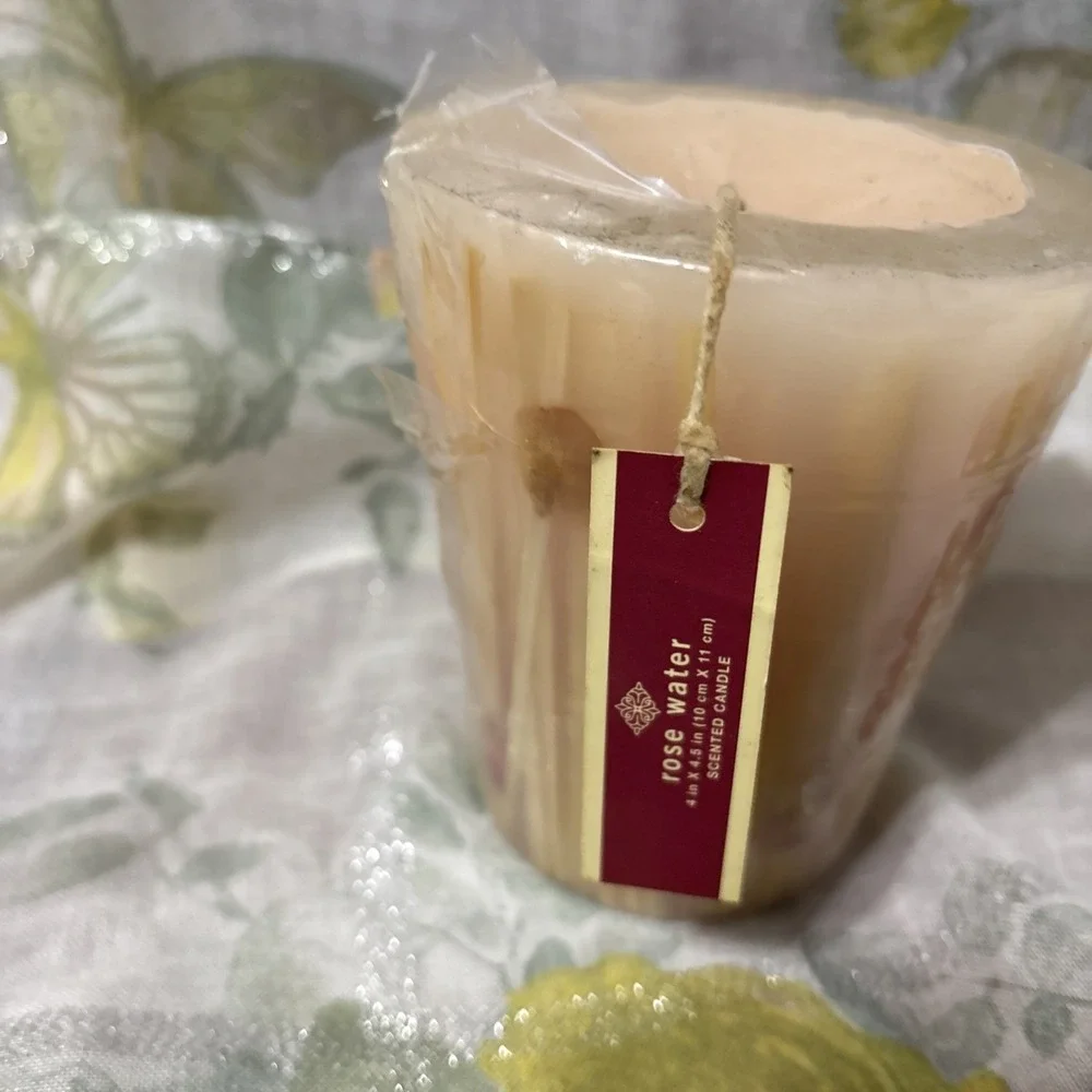 New Rose Water With‎ Lemon Grass Scented Pillar Candle 4